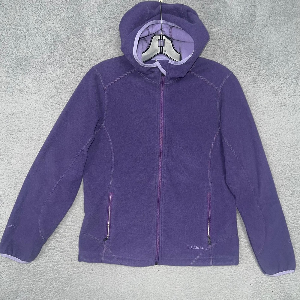 LL Bean Fleece Jacket Women's Size XS Purple Hooded Polartec Full Zip‎ Bomber